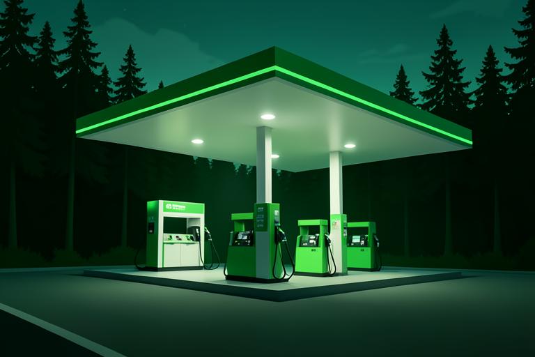 Fuel station networks illustration